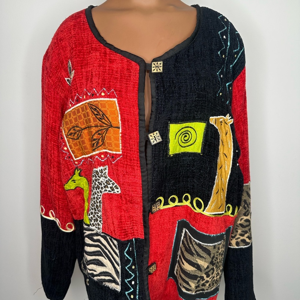 First Vision Vintage African Animal Jacket Size L Bust 25” Excellent Condition